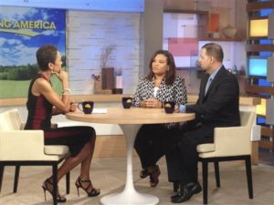 Jurur B29, with her lawyer David Chico and Robin Roberts of "Good Morning America" 