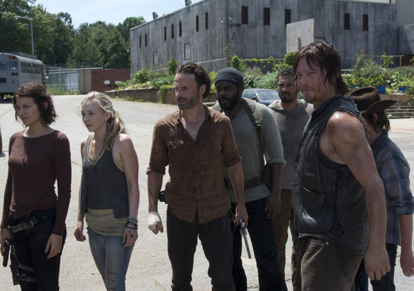 Maggie Greene (Lauren Cohan), Beth Greene (Emily Kinney), Rick Grimes (Andrew Lincoln), Tyreese (Chad L. Coleman), Daryl Dixon (Norman Reedus) and Carl Grimes (Chandler Riggs) in Episode 8