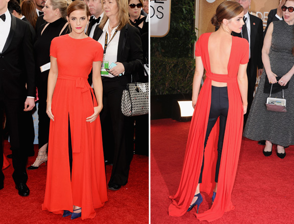 Emma Watson hidden pants at Golden Globes 2014