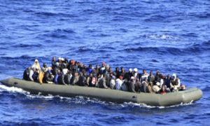 The Italian navy has rescued more than 4,000 migrants in recent days, with calmer seas causing an upsurge in boats trying to reach Italy. Photograph: Reuters