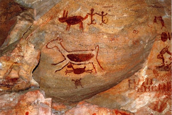 prehistoric painting from serra da capivara national park in brazil