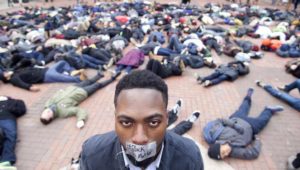 Students at the University of Michigan stage die-in in honor of Eric Garner 