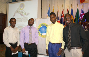 The 2013 VYBZING Animated Video Challenge Winners. (L-R) Darnell Lacan, Tevin Loctor, Dannal Casimar and Marlan Edward