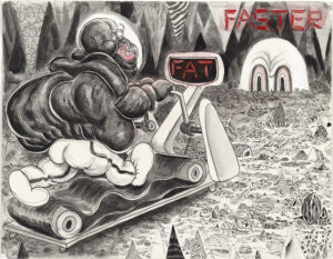 Faster, 2010 Acrylic, mixed media on paper 13 1/2 × 16 inches Zang Collection, London