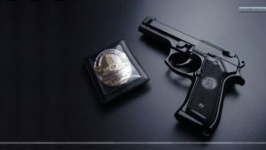 Los-Angels-Police-Gun-With-Badge