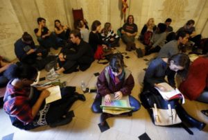 Princeton students sit-in at President Eisgruber's office on Nov. 19.  (Julio Cortez/Associated Press)