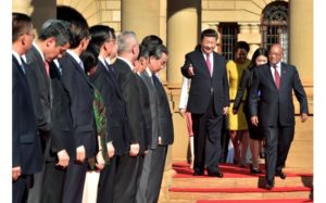President Jacob Zuma and First Lady Tobeka Madiba Zuma hosts President Xi Jinping, and First Lady Peng Liyuan at the Union Buildings