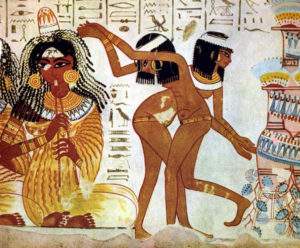 Musicians  and dancers on fresco at Tomb of Nebamun