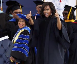 First Lady Michelle Obama delivers commencement address at Jackson State University. AP/Rogelio V. Solis 