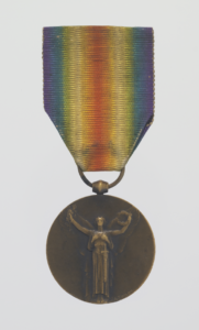 French World War I Victory medal received by Lawrence McVey, after 1918. From the Collection of the Smithsonian National Museum of African American History and Culture