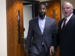 A Mundy Township police officer filed a civil lawsuit against Mundy Township and its police department alleging they pressured him to portray former Michigan State basketball star Mateen Cleaves (left) as guilty of an alleged sexual assault. Photo by Rachel Woolf/Associated Press.