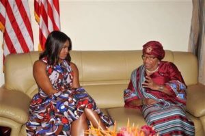 Michelle Obama with Liberian President Ellen Johnson Sirleaf (AP) 