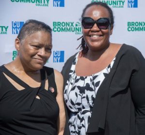 Kalief Browder's mother (left) stands alongside first scholarship recipient Beverly Emers, 46, at Bronx Community College (BCC) Tuesday. Photo by Richard Harbus/ New York Daily News