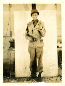 Rollins Edwards as a young soldier in 1945 at Clark Air Base in the Philippines. Source: AMELIA PHILLIPS HALE FOR NPR