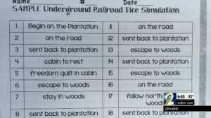 Screenshot from WSB-TV video showing controversial Underground Railroad simulation game. Image courtesy of WSBTV.