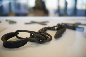 Shackles used to bind slaves. UN Photo/Mark Garten