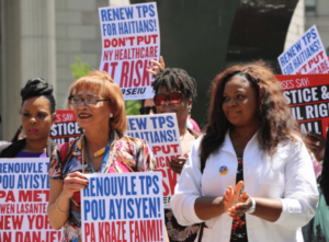 Haitian immigrants protest or TPS.