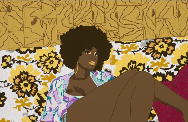 "Why Can't We Just Sit Down And Talk It Over, edition" (Mickalene Thomas 39/40, 2006 screenprint image: 19 1/2 x 30 inches, frame: 24 x 35 inches 2007.417) 