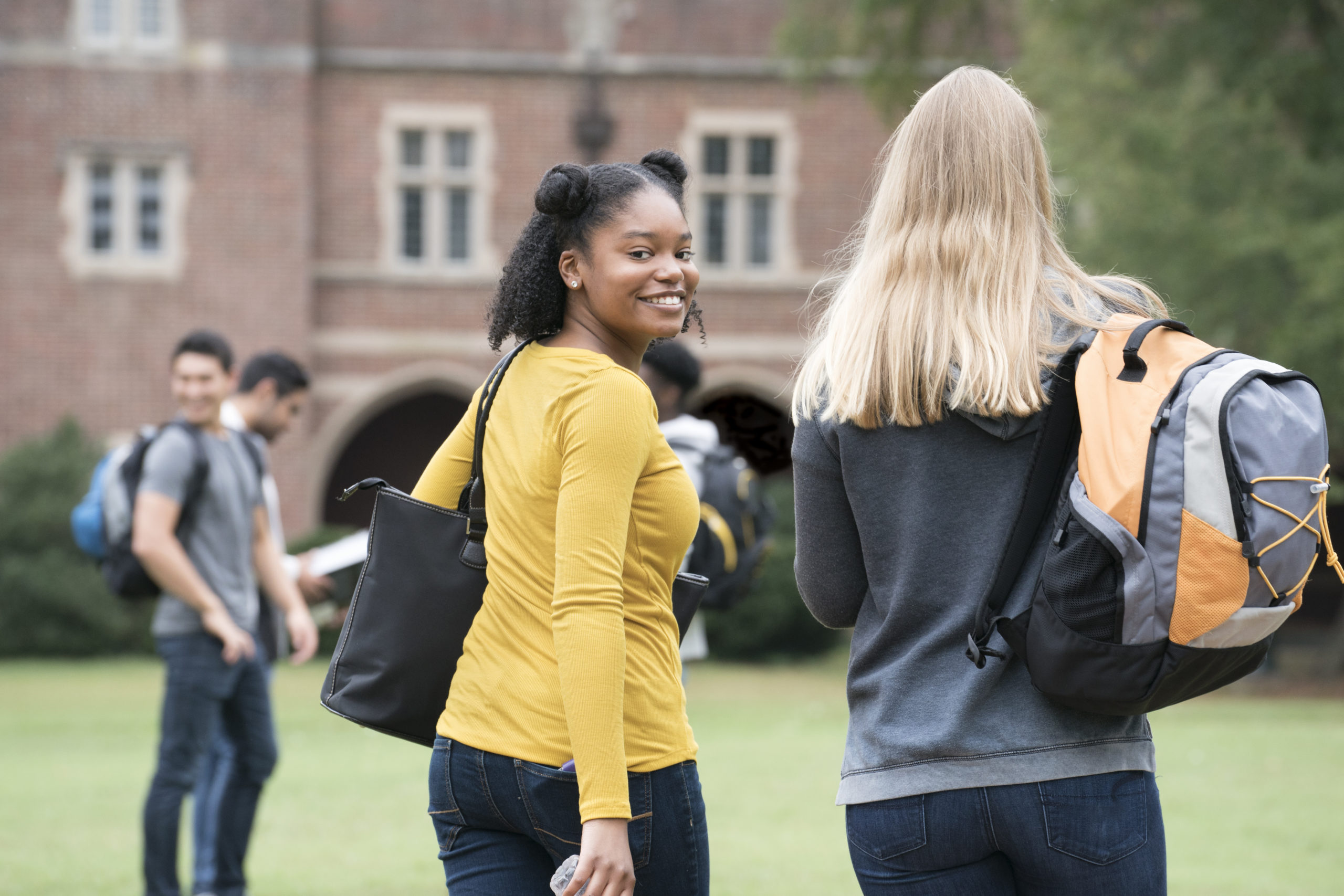 College student walk public photos