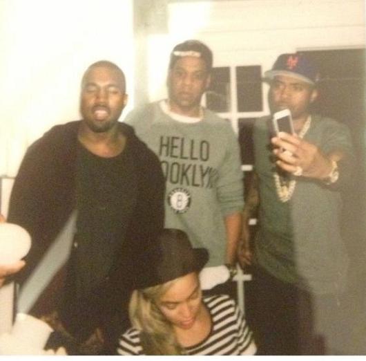 Kanye West parties in New York with Jay-Z Beyonce Nas no Kim Kardashian 