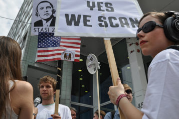 Yes, We Scan': Anti-Wiretap Activists Protest as Obama Visits Germany