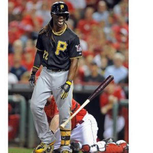 Pirates' Andrew McCutchen reacts after getting walked against the Reds in the third inning at Great American Ball Park in Cincinnati Friday night. Matt Freed /Post-Gazette 