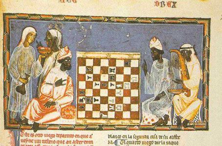 Moorish Chess - A depiction of Moorish noblemen playing the board game Book of Games, 1283 AD