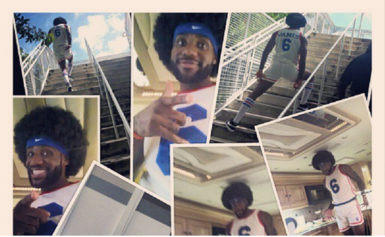 LeBron James Wears Afro Wig,Tight Shorts to Honor Dr. J