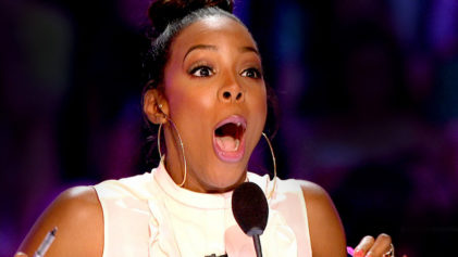 kelly rowland looking surprised on the x factor