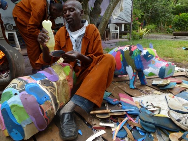 Kenyan artisan is busy at work