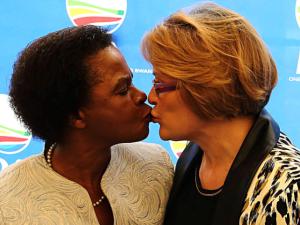 Ramphele and Zille share a kiss