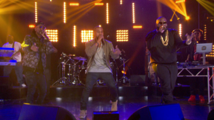 Biggest Bosses: Rick Ross, Big Sean And Kanye West Perform 'Sanctified' on 'The Arsenio Hall Show'