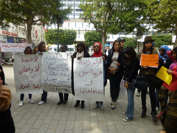 Tunisians protest racism in downtown Tunis, March 21