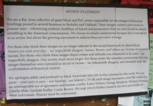 Artist statement released for lynching effigies at UC Berkeley