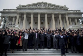 Walking Out The House: Congressional Members, Staffers Raise Hands and Stage Protest in Front of Capitol
