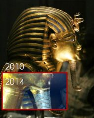 The Case of the Broken Beard: King Tut's Mask Damaged, Glued Together. . . and No One Knows Who Did It