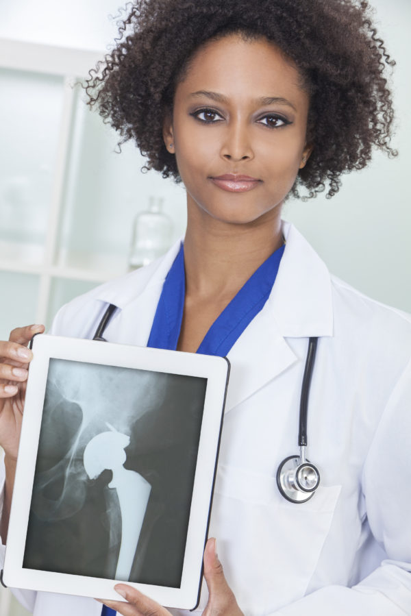 African American Woman Doctor X-Ray Tablet Computer