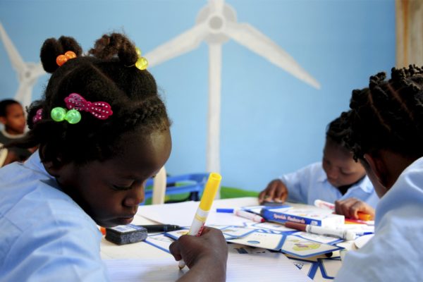 black girls coloring in uniform