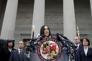 Image: Baltimore state attorney Marilyn Mosby speaks on recent violence in Baltimore
