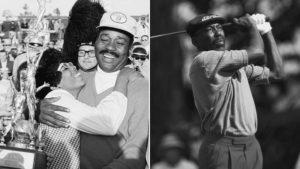 Pete Brown (left) and Calvin Peete were golf trailblazers.