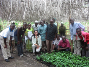 Jacqueline Bediako pictured third from the left during a visit to a coffee farm in Uganda.