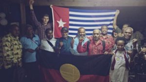Callum Clayton-Dixon with members of West Papuan MSG delegates.