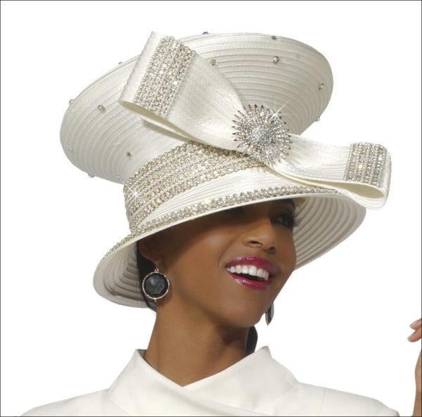 Woman Wearing White Church Hat 
