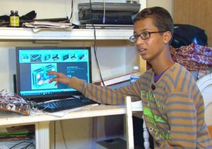 Ahmed Mohamed, 14, showing schematics for clock he was detained over.