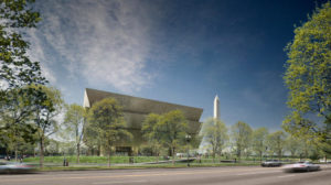 Exterior architectural rendering of the forthcoming National Museum of African American History and Culture. (Freelon Adjaye Bond/Smith Group)