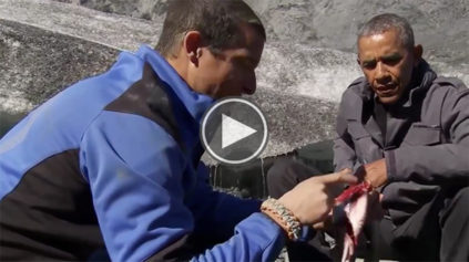 You Won't Believe What Bear Grylls Gets President Obama to Eat Out in the Wild Mountains of Alaska