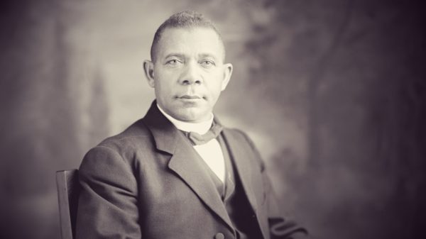Seated studio portrait of American educator, economist and industrialist Booker T. Washington (1856-1915), founder of the Tuskegee Institute in Alabama, early twentieth century. (Photo by Harris & Ewing/Interim Archives/Getty Images)