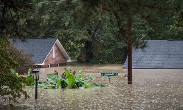 Homes inundated by flood waters in Columbia, South Carolina. Photograph: Sean Rayford/Getty Images