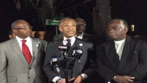 The Rev. Al Sharpton spoke outside The Citadel after a meeting with its president Wednesday. (Live 5)