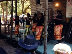 Singers perform during the Sapelo Island Cultural Day, held each October on the island. The festival celebrates the songs, stories, dances, and food of the Geechee and Gullah culture, which developed on the Sea Islands among enslaved West Africans between 1750 and 1865. ( Jennifer Cruse Sanders)